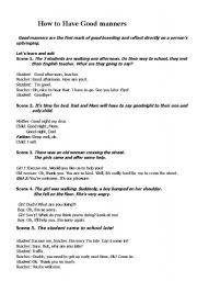 English Worksheet: Good manners, Dialogue