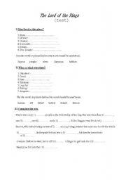 English worksheet: the Lord of the Rings(test)