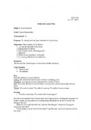 English Worksheet: Elements of story - deductive lesson plan