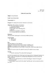 English worksheet: Elements of story - deductive lesson plan