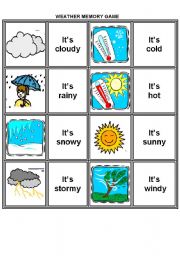 English Worksheet: weather memory game