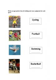 English Worksheet: SPORTS CLOTHES & EQUIPMENT