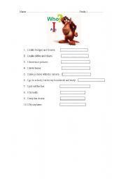 English worksheet: who am i