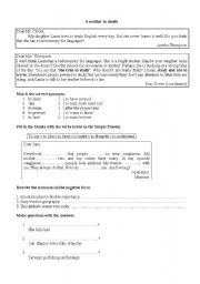 English worksheet: A mother in doubt