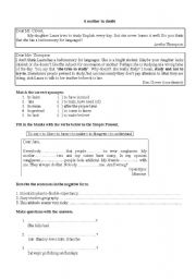English Worksheet: A mother in doubt