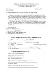 English Worksheet: 9th grade exam