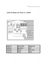 English Worksheet: Label the rooms and areas of the school