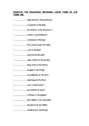 English Worksheet: There is and there are