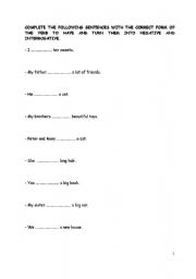 English worksheet: To have