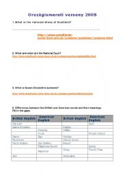 English Worksheet: Webquest -  British Culture