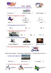 English Worksheet: How much do you know about the USA ? Quiz