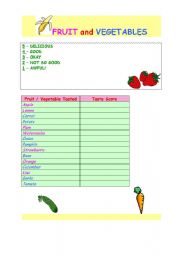 English Worksheet: Score a fruit / vegetable