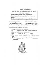 English worksheet: The verb to be:  use of was and were