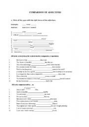 English Worksheet: COMPARISON OF ADJECTIVES EXERCISES