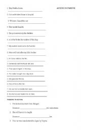 English Worksheet: PASSIVE VOICE SENTENCE TRANSFORMATION