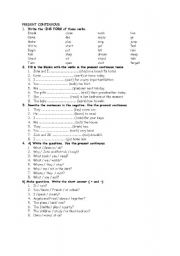 English Worksheet: PRESENT CONTINUOUS