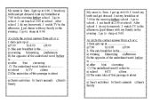 English Worksheet: reading,my activities