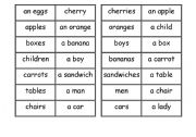 English Worksheet: singular plural domino game.