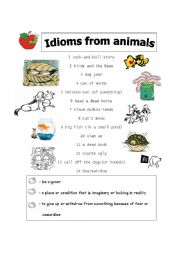 English Worksheet: Idioms from animals