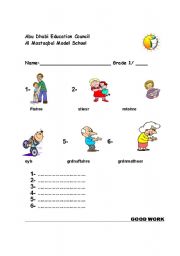 English worksheet: reorder words of family member