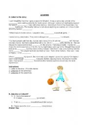 English Worksheet: Adverbs - short story for dictation and exercises