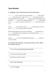 English worksheet: Tense Revision 