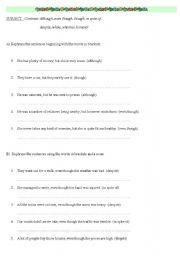 English worksheet: connectors