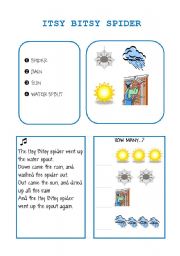 English Worksheet: ITSY BITSY SPIDER song