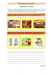 English Worksheet: Healthy Food vs Unhealthy Food