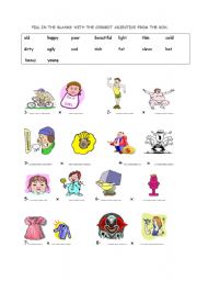 English Worksheet: opposite adjectives