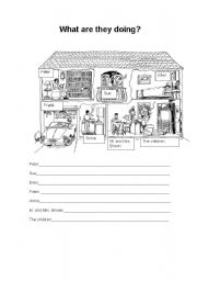 English Worksheet: What are they doing?