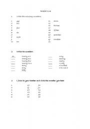 English worksheet: numbers