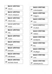 Back Writing - School Objects