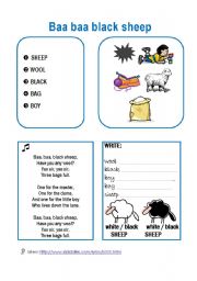 English Worksheet: BAA ACK SHEEP song