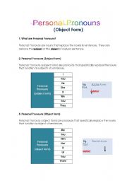 English Worksheet: Personal Pronouns - Object Form