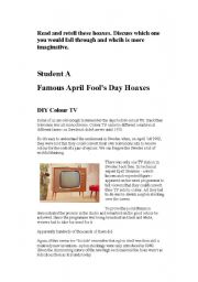 English Worksheet: April FoolsDay Hoaxes