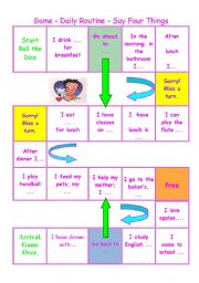 English Worksheet: Board game about daily routine