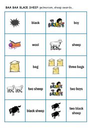 English worksheet: Song: Baa baa black sheep 2 - pelmanism cards