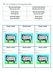 English Worksheet: SOng: Baa baa black sheep 3 - activity cards, award cards