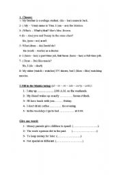 English worksheet: elemetary grammar test