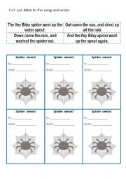 Song: Itsy Bitsy spider part three- activity cards, award cards
