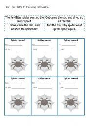 The Itsy Bitsy Spider Song - ESL worksheet by carolinekmurray