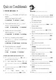 English Worksheet: Quiz on Conditionals