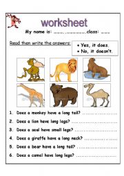 English Worksheet: Read then write the answers: