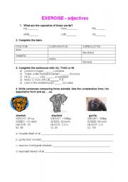 English Worksheet: ADJECTIVES