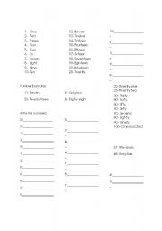 English worksheet: Number Worksheet