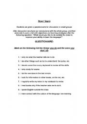 English Worksheet: Setting students´ aims