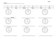 English worksheet: time worksheet