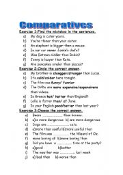 English Worksheet: Comparative(short and longer adjectives)