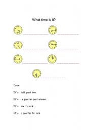 English worksheet: what time is it?